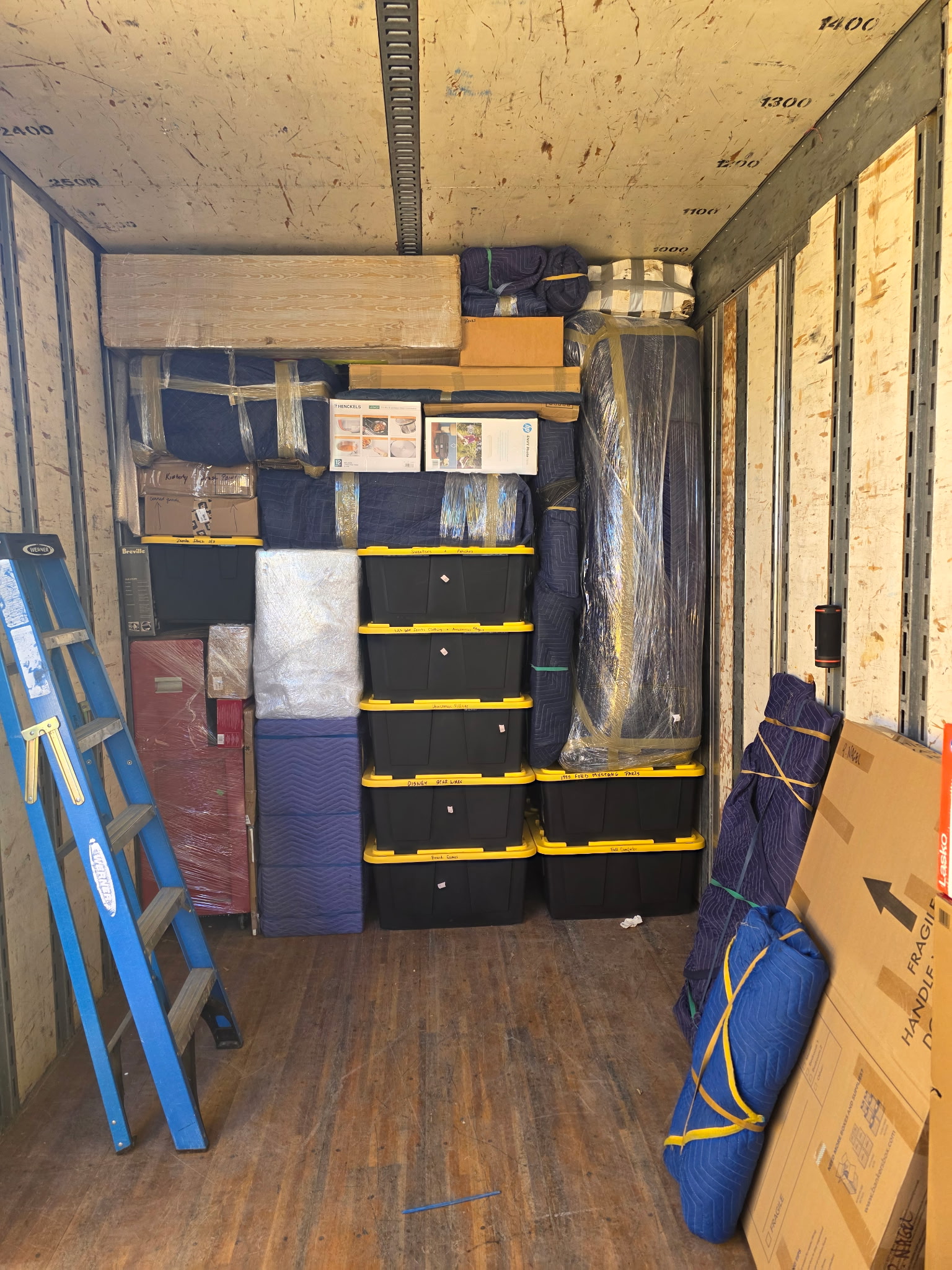 Professionally packed moving truck interior by A Plus Moving and Storage